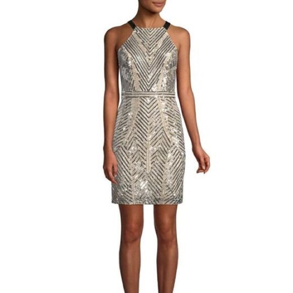 Aidan Mattox Dresses & Skirts - NWT Aidan Mattox Champagne Beaded Cocktail Dress Size Small